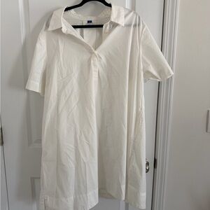 Old Navy White Short Sleeve Collared Shirt Dress